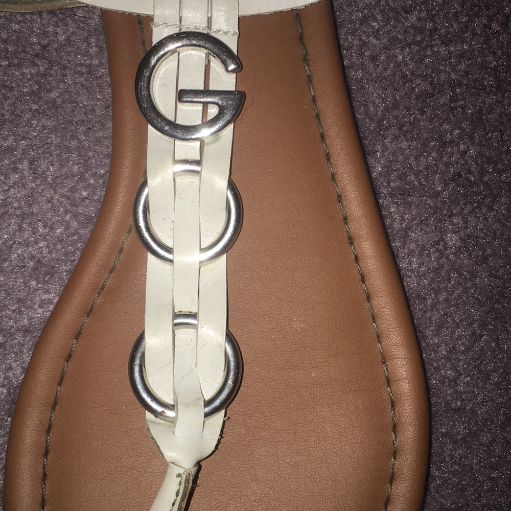 White and silver Guess sandals